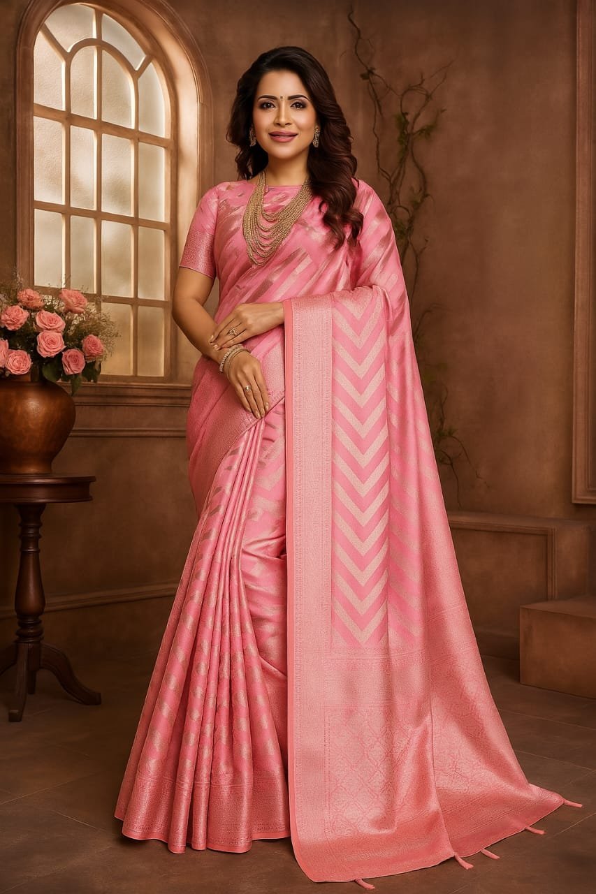 Elegant Sky Blue &amp;amp; Silver Soft Silk Saree image 2