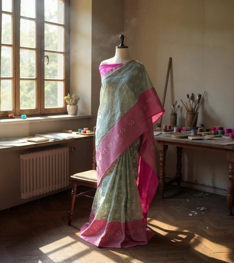 Handwoven Banarasi Ektara Silk Saree image 1