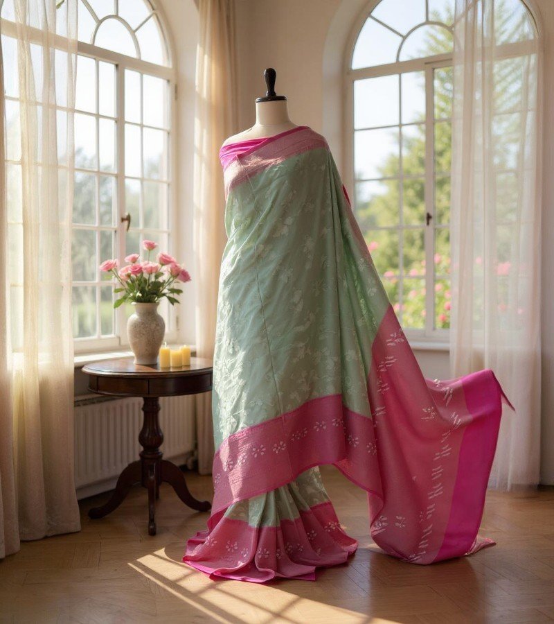 Handwoven Banarasi Ektara Silk Saree image 2