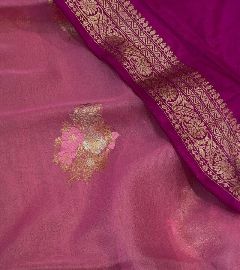 Handwoven Banarasi Kora Saree image 3
