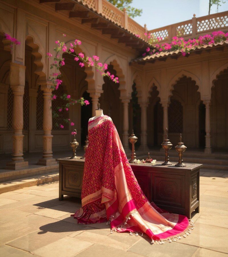 Handwoven Red Banarasi Katan Silk Saree image 2
