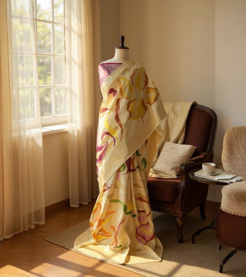 Handwoven Red Banarasi Katan Silk Saree image 1