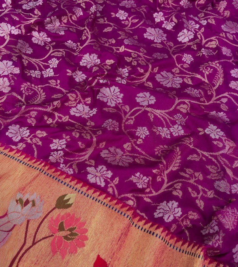 Purple Banarasi Katan Silk Saree image 1