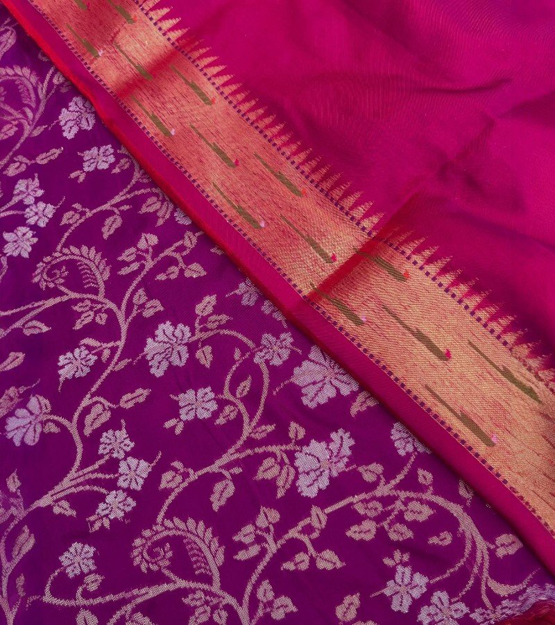 Purple Banarasi Katan Silk Saree image 2