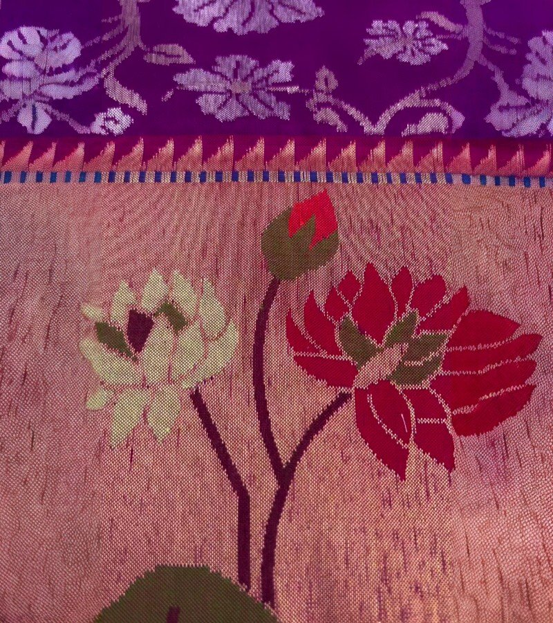 Purple Banarasi Katan Silk Saree image 3