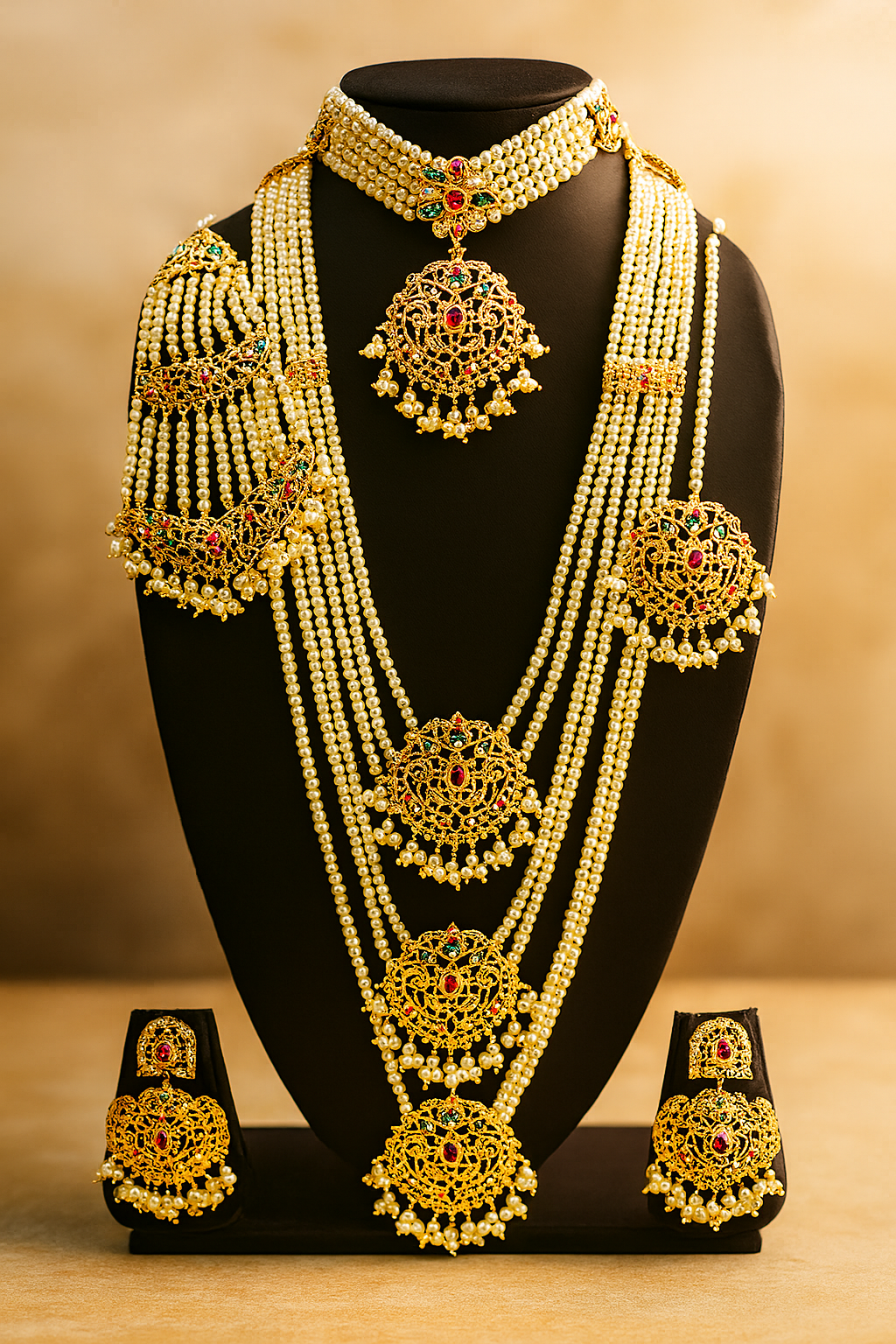 Royal Heritage Pearl &amp; Kundan Bridal Jewellery Set image 1
