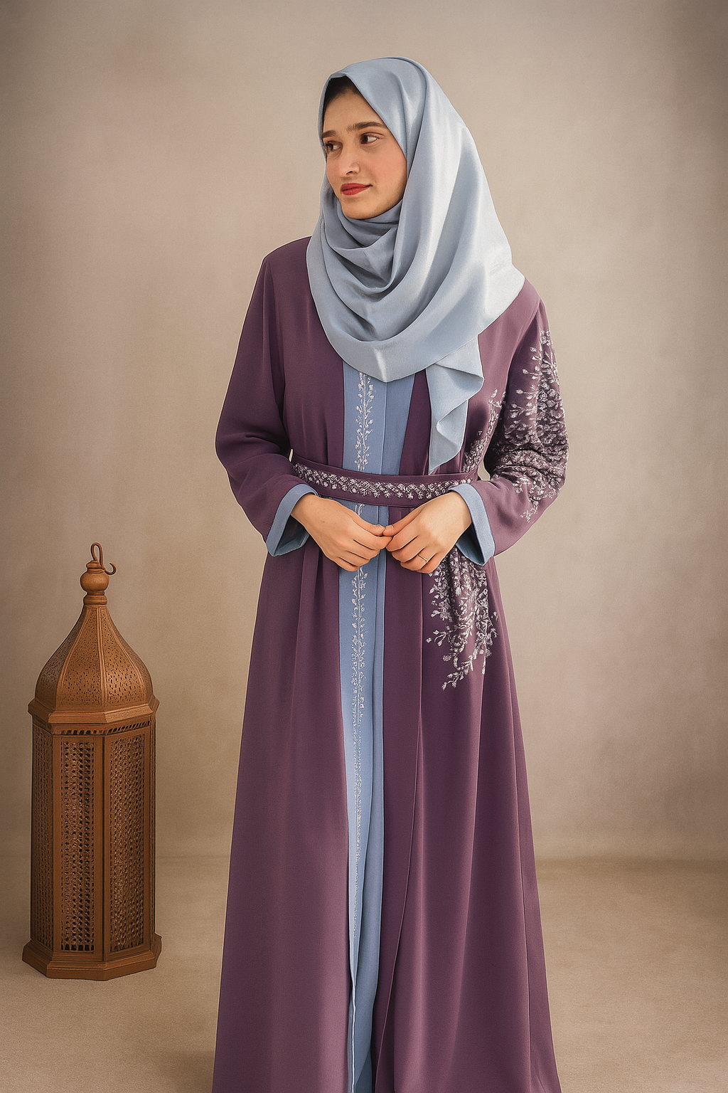 Lavender Grace Embroidered Abaya image 1