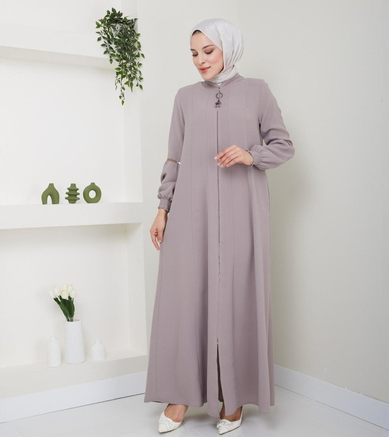 Minimalist Mauve Zipper Abaya image 1