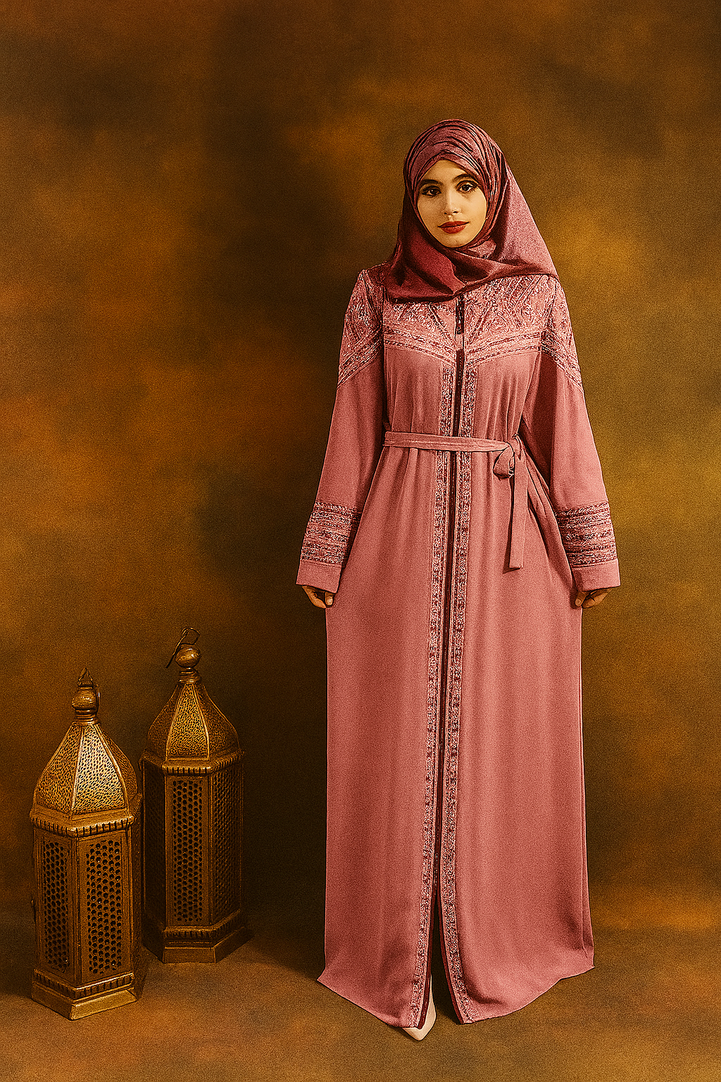 Rosewood Elegance Embroidered Abaya image 1