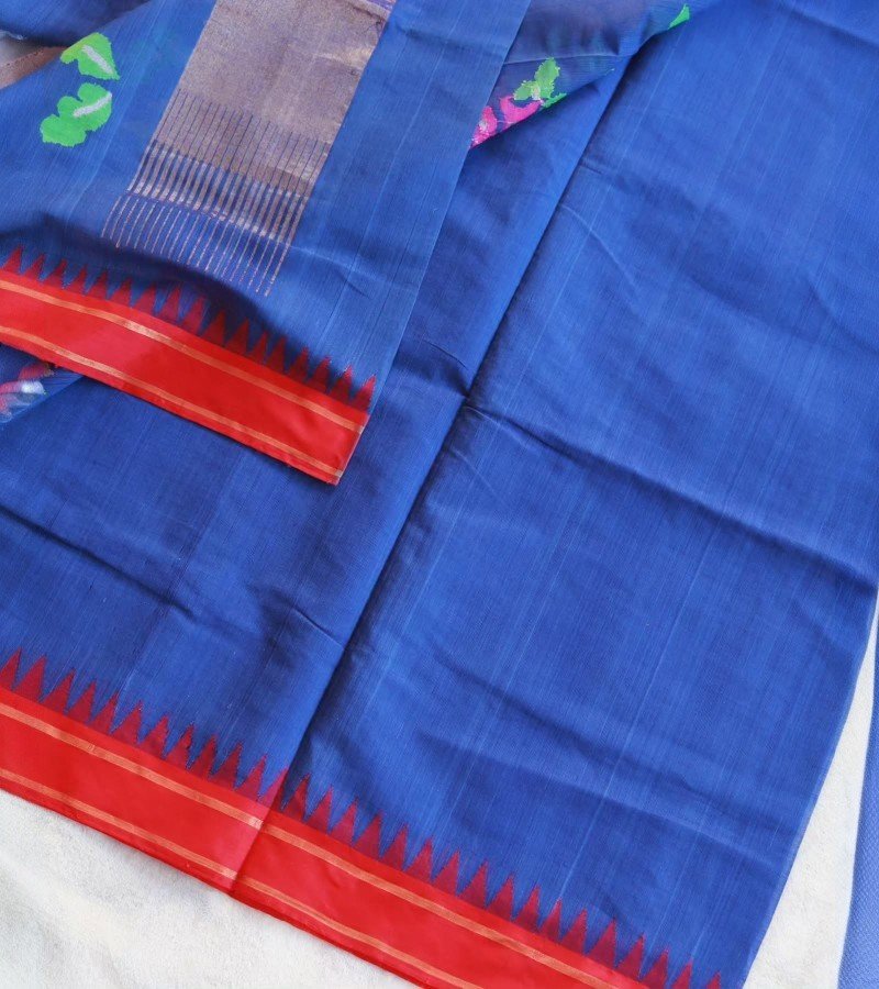 Royal Blue Ikat Crane Motif Handloom Saree image 2