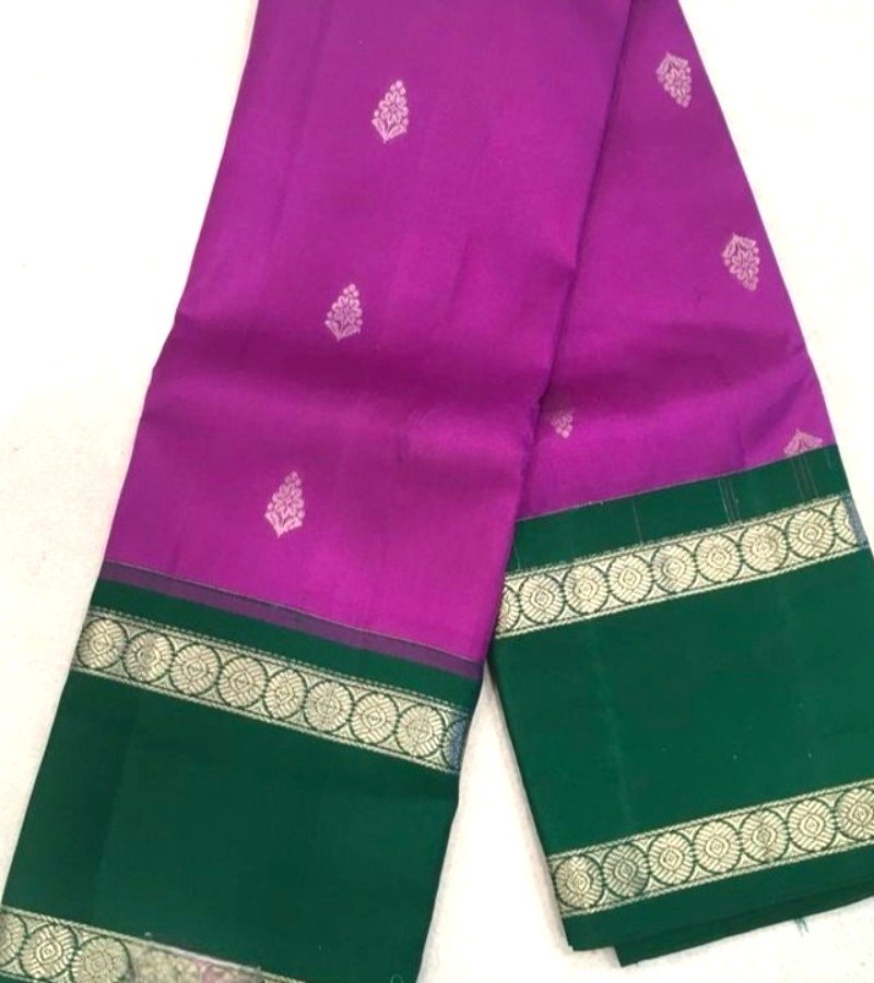 Royal Purple &amp; Green Kanjivaram Silk Saree image 1